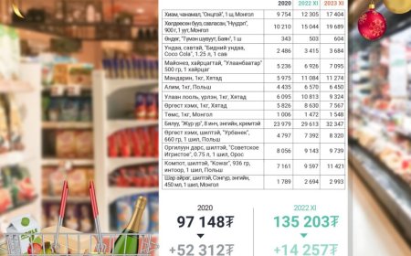 Баярын ширээ засах бараа, бүтээгдэхүүний үнэ 53.8 хувь өсчээ